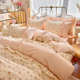 Korean Lace 100% Cotton Duvet Cover Set, 3pcs