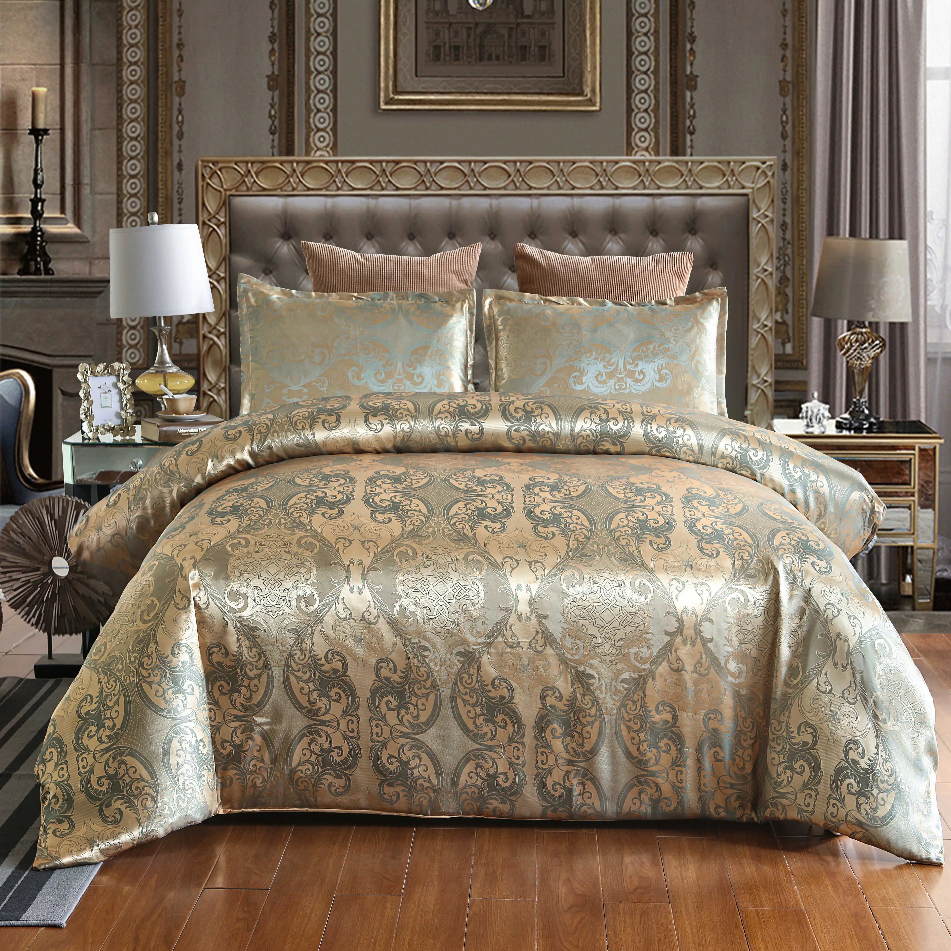 Floral Jacquard Satin Duvet Cover Set, 3 Piece