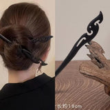 New Women Fashion Simple Black Wood Hairpin