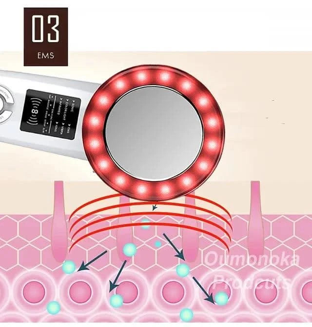 HIFU LED Red Light Face Lifting Machine Facial Appliance Skincare Red Light Therapy Vibrating Beauty Health Portable Airbrush - Clean Vanilla