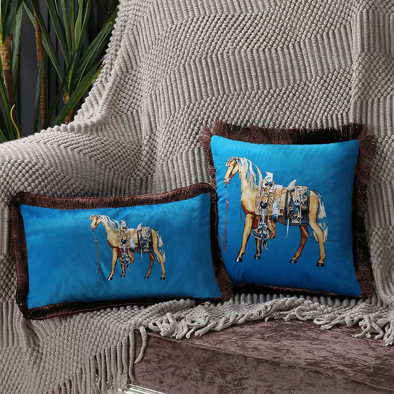 Horse Throw Pillow Cushion Cover - Palace Pattern 45x45cm 30x50cm
