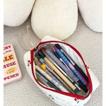 Quilted Cotton Retro Cherry Travel Cosmetic Bag  Clean Vanilla Store