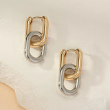 Stainless Steel Gold Geometric Hoop Earrings for Women