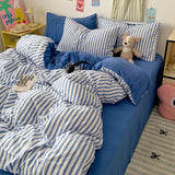 Pink Stripe Bedding Duvet Cover Set with Pillowcase