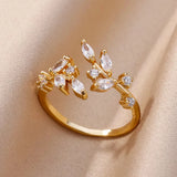 Luxury Zircon Geometric Ring for Women, Gold Color