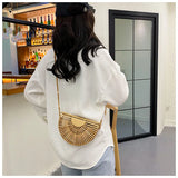 Fashion Half Moon Bamboo Shoulder Crossbody Bag