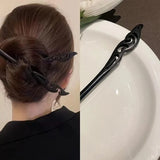New Women Fashion Simple Black Wood Hairpin