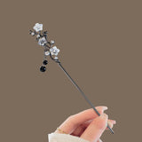 Modern Hair Stick with Ink Flower and Metal Tassel