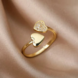 Luxury Zircon Geometric Ring for Women, Gold Color