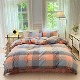 Colorful Cotton Plaid Duvet Cover Set, 3 Pcs