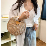 Casual Straw Woven Spherical Handbag for Women