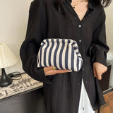 Striped Ruched Cloud Purse Summer Beach Clutch Bag