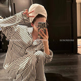 Luxury Striped Cotton Pajamas Women's Wide Leg Set  Clean Vanilla Store