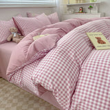 Nordic Plaid Wash Cotton Bedding Set, 4 Pcs