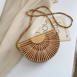 Fashion Half Moon Bamboo Shoulder Crossbody Bag