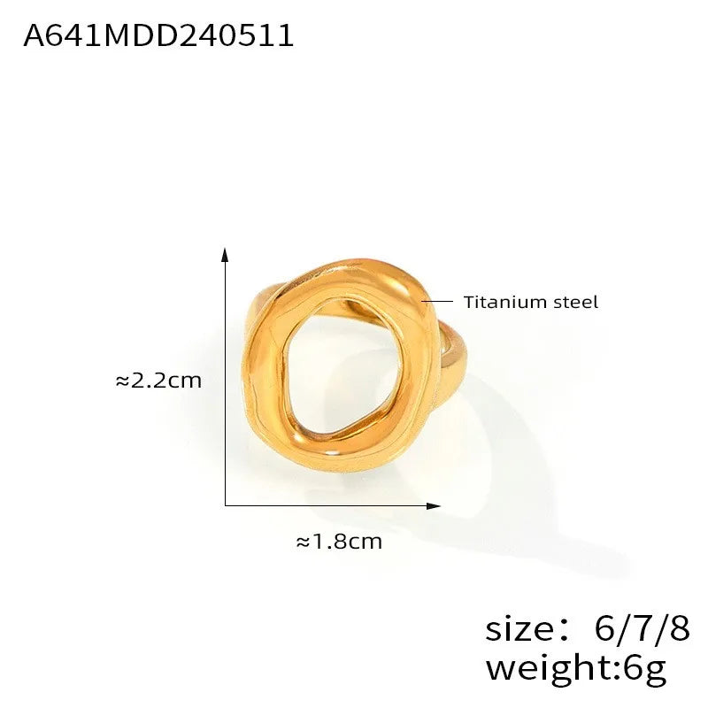 Gold Plated 316L Stainless Steel Big Ring for Women