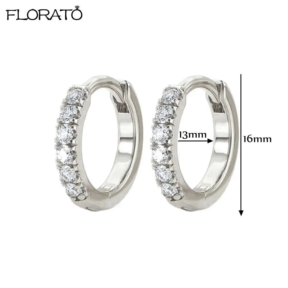 925 Silver Needle Crystal 9mm Small Hoop Earrings