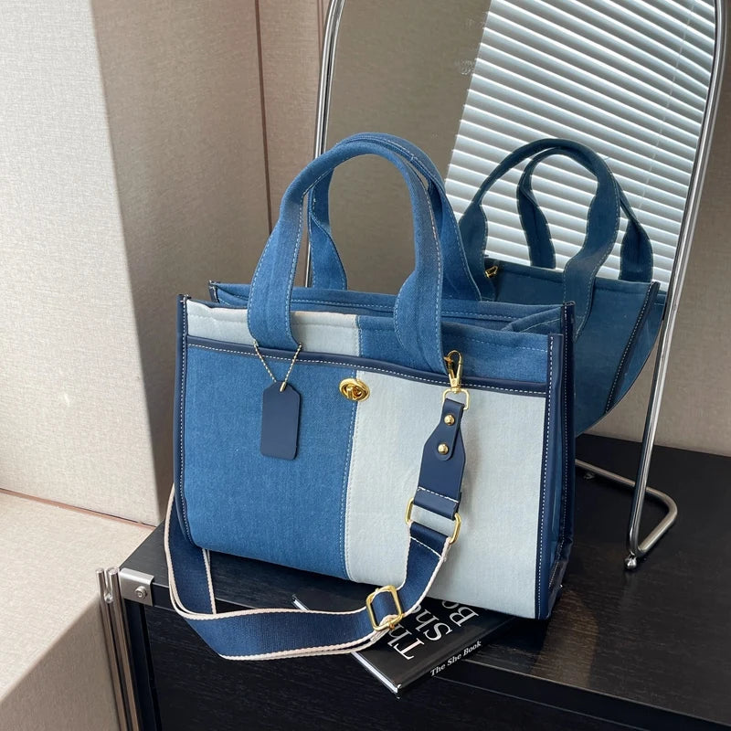 Large Capacity Handbag for Women 2024, Denim Tote
