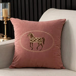 American Hand-Embroidered Cushion Cover Horse Pattern 45cm  Clean Vanilla Store