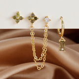 3PCS Stylish Stainless Steel Birthstone Earrings Set