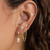 3PCS Stylish Stainless Steel Birthstone Earrings Set