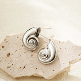Vintage Gold Plated Snail Shell Earrings for Women