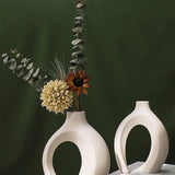 Hollow Nordic Modern Ceramic Vase Set of 2  Clean Vanilla Store