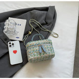 Fashion Plaid Print Tweed Crossbody Bag for Women