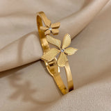 Greatera Waterproof Gold Flower Cuff Bracelet for Women