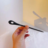 New Women Fashion Simple Black Wood Hairpin