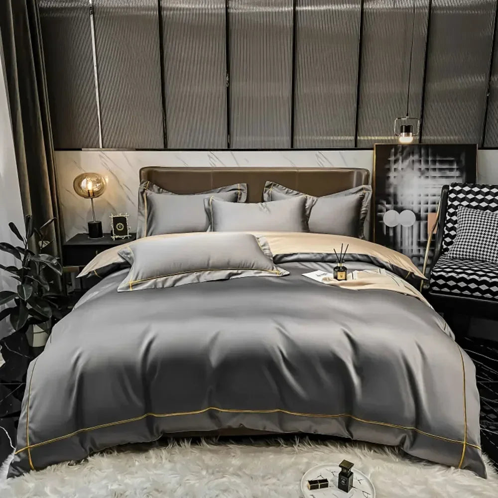 Svetanya Embroidery 100% Egyptian Cotton Bedding Set 4pcs