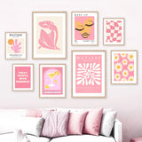 Matisse Woman Leaf Flower Drink Pink Canvas Art  Clean Vanilla Store