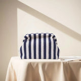 Striped Ruched Cloud Purse Summer Beach Clutch Bag