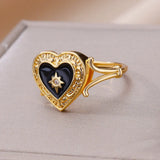 Gold Color Stainless Steel Adjustable Heart Ring