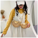 Fashion Half Moon Bamboo Shoulder Crossbody Bag