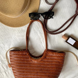 Genuine Leather Hand-Woven Vintage Tote Bag