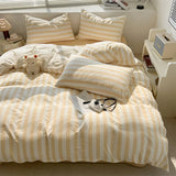 Washed Cotton Crepe Striped Quilt Set with Pillowcases 3-4
