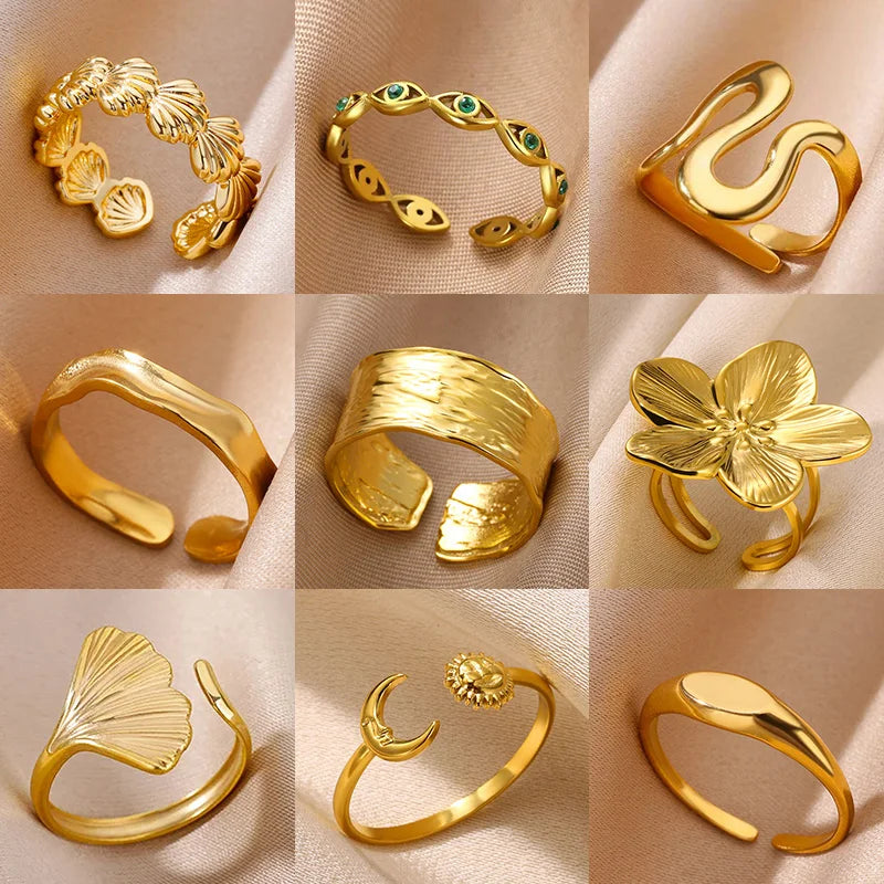 Minimalist Stainless Steel Geometric Rings for Women
