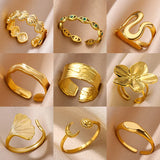 Minimalist Stainless Steel Geometric Rings for Women