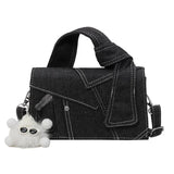 New Fashion Color Block Denim Square Shoulder Bag