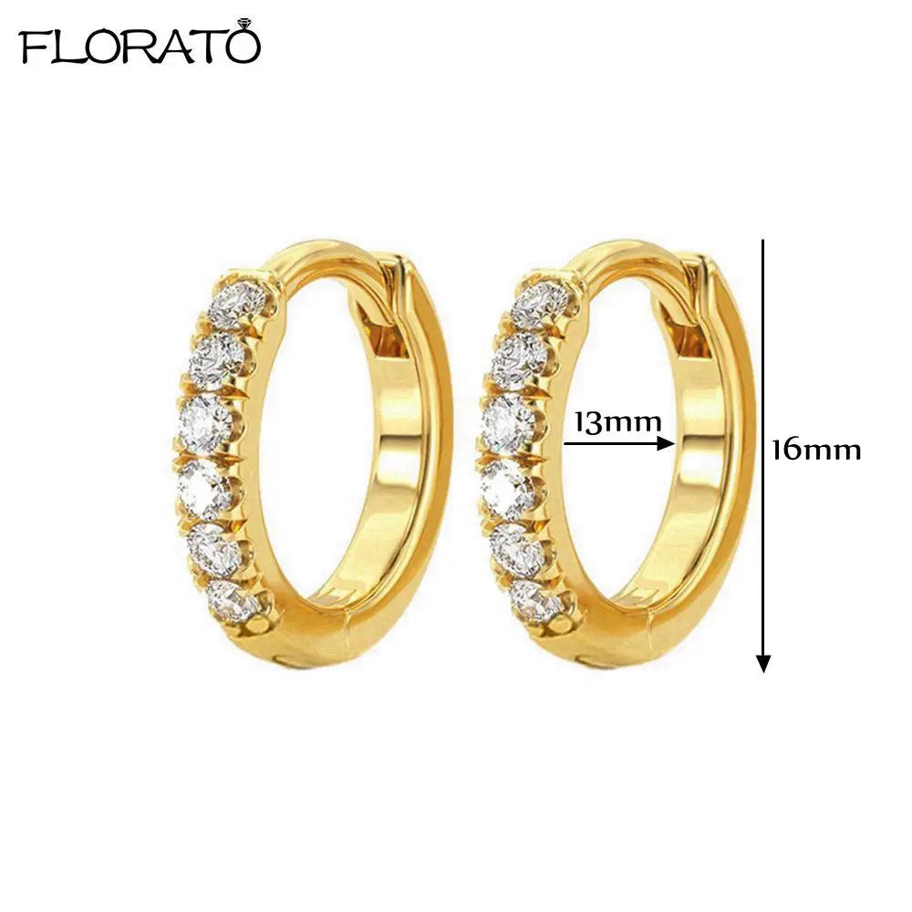925 Silver Needle Crystal 9mm Small Hoop Earrings