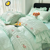 Korean Princess Lace Ruffles Bedding Set 3/4Pcs