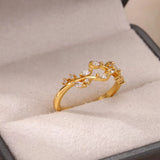 Luxury Zircon Geometric Ring for Women, Gold Color