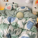 Korean Style Blue Letter Bedding Set for All Sizes 4 pcs