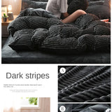 Ultra Soft Velvet Corduroy Duvet Cover Set 3pcs