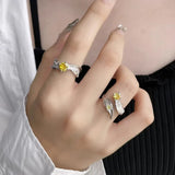 VENTFILLE 925 Sterling Silver Water Droplets Cross Ring