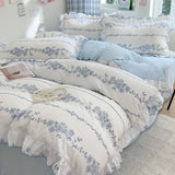 4pcs Floral Korean Lace Duvet Cover Set