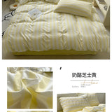Washed Cotton Crepe Striped Quilt Set with Pillowcases 3-4