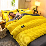 Ultra Soft Velvet Corduroy Duvet Cover Set 3pcs