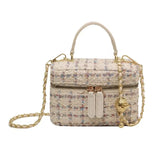 Fashion Plaid Print Tweed Crossbody Bag for Women